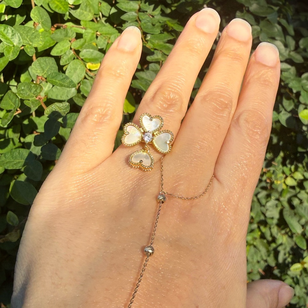 Gold and White Heart Ring SIZE 7 - Picture 12 of 12
